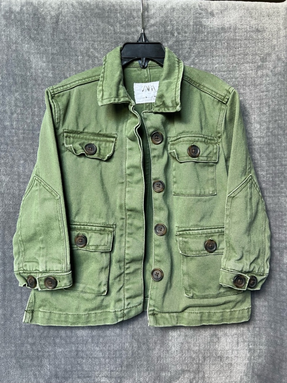 Zara Toddler Girl Utility Jacket Size 5 Olive Green Button Closure Casual Travel - Picture 15 of 15